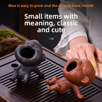 Service à thé créatif en céramique fait main pour enfants avec adorables ornements animaux, design sable violet pour le jeu des enfants