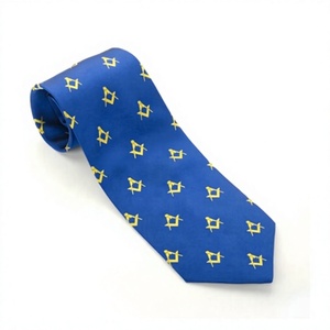 Pakistán fábrica al por mayor 100% seda masónico cuadrado y brújula corbata azul y oro pasado maestro bordado 60 ''hecho en Pakistán - Product Image 1