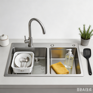 Lavelli da <span class=keywords><strong>Cucina</strong></span> Cromati Artigianali a <span class=keywords><strong>Doppia</strong></span> <span class=keywords><strong>Vasca</strong></span> in Acciaio Inossidabile con Logo Personalizzato e Doppio Foro di Scarico - Product Image 3