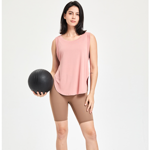 Chaleco deportivo sin mangas para mujer, ligero, con abertura lateral y bajo curvo, holgado, para yoga, correr y entrenamiento, venta al por mayor - Product Image 2