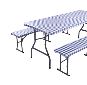 Funda Impermeable para Mesa <span class=keywords><strong>de</strong></span> Picnic <span class=keywords><strong>de</strong></span> 6 Pies, <span class=keywords><strong>de</strong></span> PEVA Elástica, con <span class=keywords><strong>Fundas</strong></span> para Bancos, Juego <span class=keywords><strong>de</strong></span> 3 Piezas, con Revestimiento <span class=keywords><strong>de</strong></span> Franela, Diseño a Cuadros, Ecológico - Product Image 4