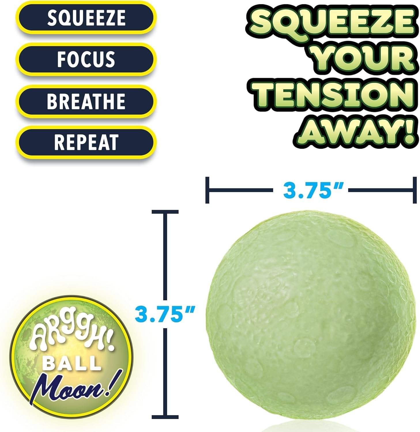 Moon Glow in Dark Stress Relief Fidget Toy Sensory Squeeze Ball for Kids Anxiety Relief Squishy Ball