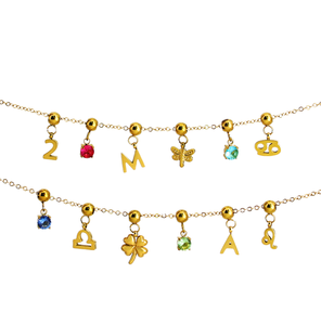 Boyi จี้โลหะสแตนเลสชุบทอง14K 12ราศีแบบทำมือของขวัญสำหรับปาร์ตี้แฟชั่นสำหรับทุกเพศ - Product Image 1