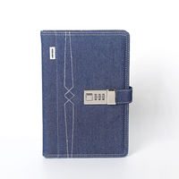 Carnet A5 personnalisé en jean avec couverture rigide durable, insert amovible et serrure à code – Cadeau idéal