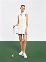 Vestido Deportivo Mini sin Mangas, Corte en A, Cintura Natural, Casual, Ecológico, de Algodón Premium, para Correr, Fitness y Golf