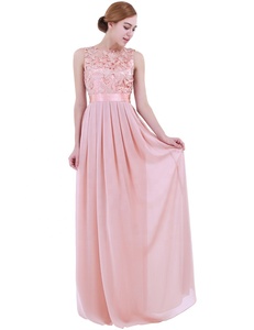 Nuovo Arrivo Abito da Sera Elegante da Donna in Chiffon Ricamato Senza Maniche Lungo fino a Terra Abito da <span class=keywords><strong>Damigella</strong></span> - Product Image 3