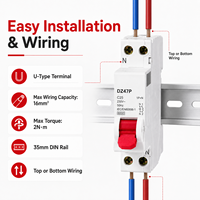 Interruptor Automático en Miniatura DZ47P MCB 1P+N 6A 10A 16A 20A 25A 32A 40A 230V AC 4.5kA Curva C D Riel DIN de 35 mm