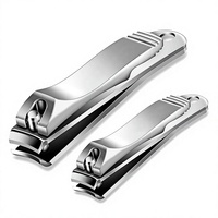 Coupe-ongles professionnel en acier inoxydable avec lame courbée, type levier, lime intégrée pour manucure et pédicure, poignée ergonomique