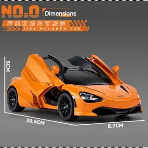 McLaren 720S 1:24 Full Door Simulation Alloy Pull Back Sports Car Gtr Model Lights Children's Toy Diecast Car