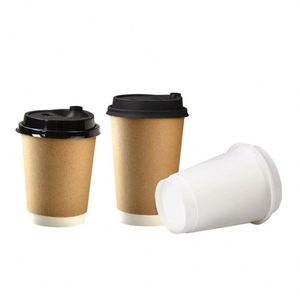Vaso de Papel Desechable de Doble Pared para Bebidas, con Logotipo Personalizado, en Varias Especificaciones, con Tapa de Plástico, para Café, Leche, Té, Jugo, Vino - Product Image 3