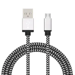 Durable 3ft 1 Meter Nylon Braided Charger Micro USB Cable 2A Charger Android Fast Charging Cable With Polybag