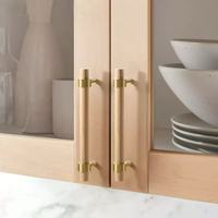Poignée de meuble en bois de noyer et hêtre, surface en bois naturel poli, pour armoire et porte de placard, quincaillerie de style néo-chinois
