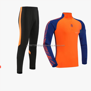 Conjunto de Chándal de Fútbol con Cremallera Media para Adultos y Adolescentes, Mismo Estilo, Manga Larga, Forro Polar Estampado, Transpirable, de Secado Rápido, Personalizable - Product Image 3