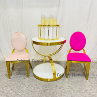 Chaise pour enfants à dossier rond de couleur bonbon, en acier inoxydable, pour événements de mariage