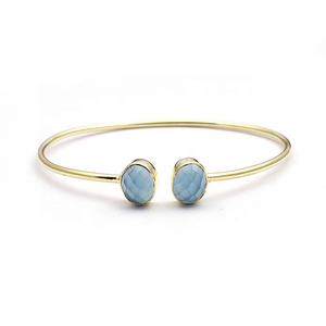 Bracelet en onyx noir bijoux plaqué or ovale deux bracelet en pierres précieuses noires bijoux main designer bracelet bracelet bijoux - Product Image 3