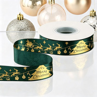 Ruban de satin rouge simple face imprimé feuille d'or E-Magic Wholesale XMAS Word, motifs variés, articles en stock pour emballage de Noël