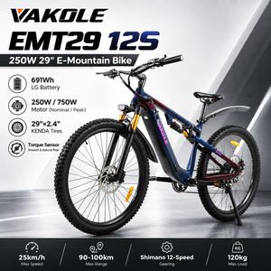 จักรยานไฟฟ้า Vakole EMT29 12S ขนาด 29 นิ้ว แบตเตอรี่ LG 48V 14.4Ah ระยะทาง 90-100 กม. เบรกไฮดรอลิก มีสินค้าใน EU - Product Image 1