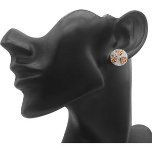 Ornaatis Floral <b>Stud</b> <b>Earrings</b> 0.61 Cttw Diamond Two Tone Gold Plated 925 Sterling <b>Silver</b> Women's Everyday Wear - Product Image 3