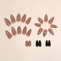 Prix de gros Luxe Style Français Nails Art Acrylique Pointes Ongles Artificiels Faux Ongles 24pcs Press On Nails