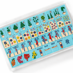 Conjunto de Mahjong Americano com 166 Peças, Estilo Retrô Costeiro, Guarda-sol de Praia com Topiaria, Acrílico, OEM - Product Image 4