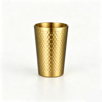 Tasses à bière à double paroi en acier inoxydable texturé martelé, mugs à lait, gobelets pour boissons froides, vaisselle de cuisine