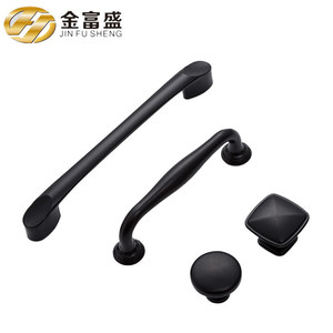 Jin Fu Sheng Cabinet Door Handles Matte <b>Black</b> Aluminum Alloy Bar <b>Knob</b> Minimalist Style For Cabinet Drawer - Product Image 1