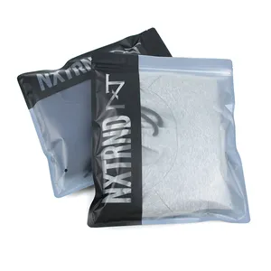 Sacs imprimés personnalisés sacs d'emballage de vêtements t-shirts sweats à capuche fermeture éclair givrée sac d'emballage de vêtements en plastique avec devant transparent