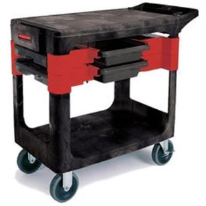 Carrello Utilitario Nero Industriale con Cassetti e Ripiano Inferiore per Stoccaggio e Trasporto - Product Image 2