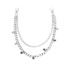 Cadena de cintura clásica 3D con estrella, de aleación de zinc, estilo hip hop, para uso diario, cadena para pantalones con diseño de doble anillo. - Product Image 5