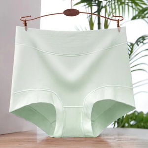 Ropa interior de cintura alta para mujer, talla grande, entrepierna, Color sólido, algodón, vientre, cadera, punto al por mayor - Product Image 4