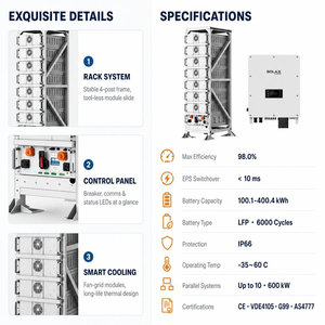 Système de stockage d'énergie solaire complet <span class=keywords><strong>Solax</strong></span> C&I 100-400 kWh, batterie en rack, onduleur hybride triphasé, kit PV commercial et industriel - Product Image 3