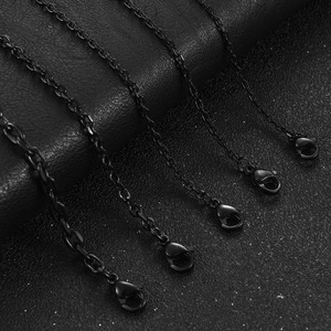 Collier chaîne Rolo en acier inoxydable pour hommes et femmes, couleur noire, plaqué, maillons en métal, collier ras du cou, accessoires de bijoux, cadeau - Product Image 3