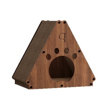 Maison pour chat en carton écologique en forme de triangle moderne, lit-griffoir durable en papier ondulé, respirant, pour intérieur