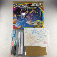 Vente chaude éducatif enfants magique 3d led planche à dessin bricolage 3d magique tapis de dessin pour enfants drôle jouet enfants