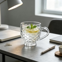 Mug à thé en verre transparent texturé effet écailles de sirène 180 ml, style européen, écologique, pour la maison, le bureau, le café, boisson élégante