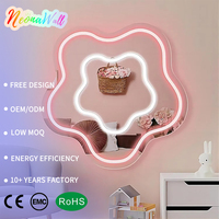 Miroir LED USB à intensité variable en forme de fleur pour filles et adolescentes, lumière néon pour chambre à coucher, salon et décoration de fête