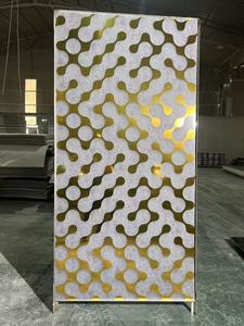 Panneau mural en faux marbre doré, épaisseur 3 mm, transfert thermique, surface haute brillance avec revêtement UV, luxe pour hôtel, villa, salle de bain, intérieur - Product Image 4