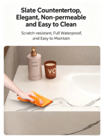 Nouveau style : Meuble-lavabo de salle de bain avec vasque intégrée en pierre frittée courbée à chaud, ensemble meuble-lavabo et vasque pour salle de bain