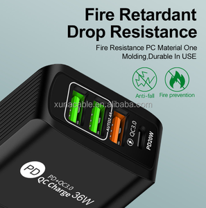 ที่ชาร์จ3USB1Type C 36W ชาร์จเร็ว3.0ที่ชาร์จโทรศัพท์มือถือที่ชาร์จติดผนังรวดเร็วอะแดปเตอร์แปลงไฟ USB C สำหรับ <span class=keywords><strong>iPhone</strong></span> 16 15 14 <span class=keywords><strong>13</strong></span> 12 - Product Image 1