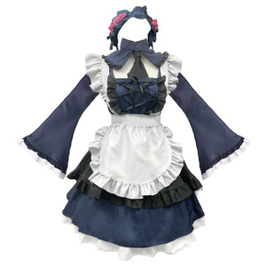 Kitagawa Kaimu Costume de cosplay de demoiselle d'honneur pour femme adulte, tenue de déguisement anime, bleu et blanc, tablier à volants, manches longues - Product Image 4