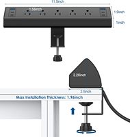 Multiprise de bureau à clipser avec protection contre les surtensions, station de charge rapide, ports USB-C et prises multiples pour bureau