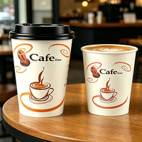 Vasos de Papel Biodegradables con Logotipo Personalizado, Vasos Desechables de Doble Pared para Café, Té con Leche y Bebidas Calientes con Tapa para Llevar de Cafetería