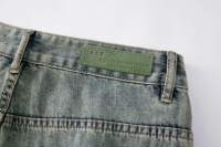 Jean Baggy Bleu Clair Délavé avec Cordon de Serrage Pantalon Droit de Haute Qualité Logo Personnalisé Streetwear Décontracté Jeans en Denim pour Hommes