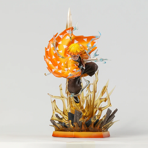 32CM demone Slayer <span class=keywords><strong>Anime</strong></span> Figure battaglia versione Agatsuma <span class=keywords><strong>Zenitsu</strong></span> con testa sostituibile figura completa eccellente modello statua - Product Image 4