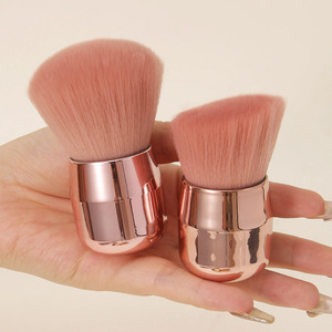 Custom Logo Pink Mushroom Head Makeup <b>Brush</b> Rose Gold Handle Soft Synthetic Nail Dust Cleaning Powder Blush - Product Image 1