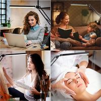 Lampe de bureau électrique DC moderne nordique simple en aluminium blanc avec bras rotatif réglable, luminosité flexible à 10 niveaux et télécommande