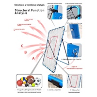 Filet de rebond de football 4x7FT, but de rebond réglable multi-angles, filet d'entraînement pour le volley-ball, le baseball et le hockey