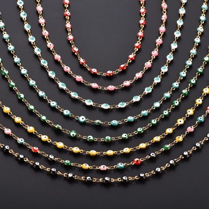 Collier ras du cou en acier inoxydable de 4 mm avec pendentif œil turc rond, plaqué <span class=keywords><strong>or</strong></span>, pour femmes et hommes, bijoux en métal - Product Image 4