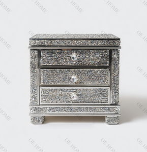 Mesa moderna de 3 cajones para el hogar, Hotel, cristal de diamante triturado, mesitas de noche, espejo, mesita de noche versátil, hogar, Hospital - Product Image 3