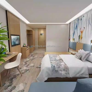 ชุดเฟอร์นิเจอร์ห้องนอนโรงแรม เตียงคิงไซส์โครงไม้พร้อมหัวเตียงแบบแผง ตู้วางทีวี โต๊ะทำงาน ตู้เสื้อผ้า สำหรับโครงการโรงแรมระดับ 3 ดาว ราคาประหยัด - Product Image 2
